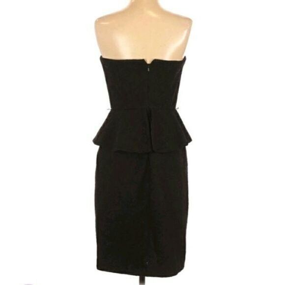 Vintage WHBM 80's Cocktail Structured Strapless Lace Peplum Dress Black Sz 4 - Picture 6 of 13